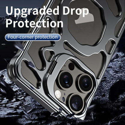 For iPhone 14 Pro Max Auspicious Cloud Series MagSafe Metal Phone Case with Bracket(Grey) - iPhone 14 Pro Max Cases by buy2fix | Online Shopping UK | buy2fix