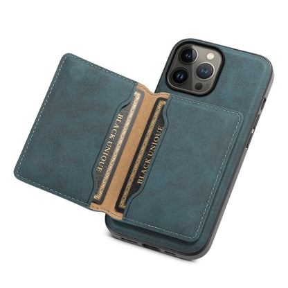 For iPhone 13 Pro Max Denior D13 Retro Texture Leather MagSafe Card Bag Phone Case(Blue) - iPhone 13 Pro Max Cases by Denior | Online Shopping UK | buy2fix