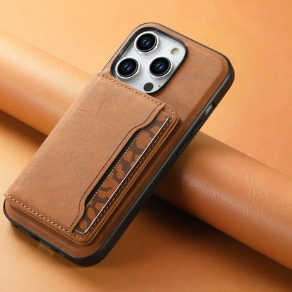 For iPhone 15 Pro Denior D13 Retro Texture Leather MagSafe Card Bag Phone Case(Brown) - iPhone 15 Pro Cases by Denior | Online Shopping UK | buy2fix