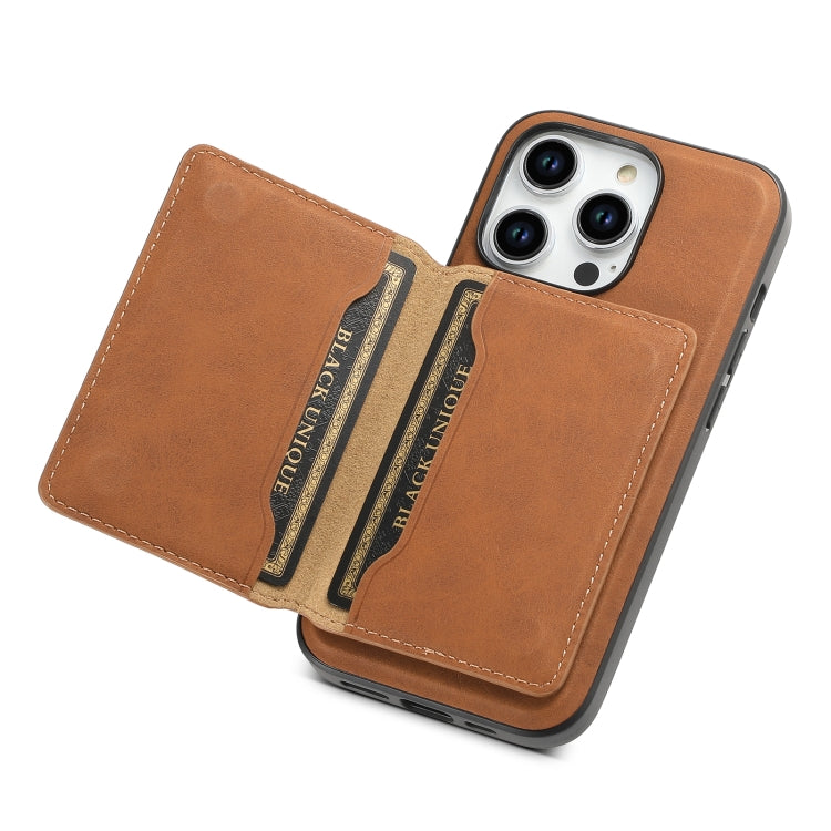 For iPhone 15 Pro Denior D13 Retro Texture Leather MagSafe Card Bag Phone Case(Brown) - iPhone 15 Pro Cases by Denior | Online Shopping UK | buy2fix