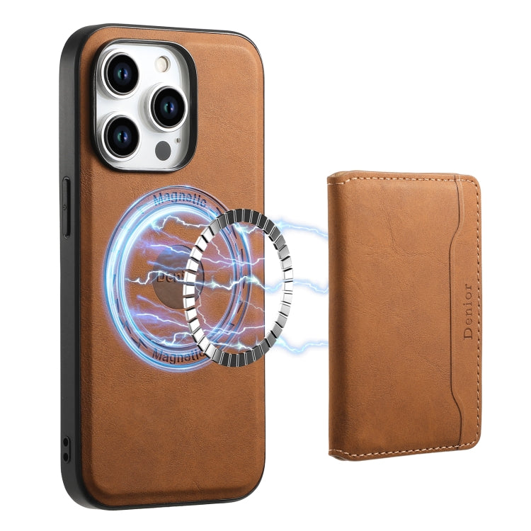 For iPhone 15 Pro Denior D13 Retro Texture Leather MagSafe Card Bag Phone Case(Brown) - iPhone 15 Pro Cases by Denior | Online Shopping UK | buy2fix