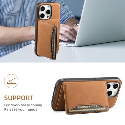 For iPhone 15 Pro Denior D13 Retro Texture Leather MagSafe Card Bag Phone Case(Brown) - iPhone 15 Pro Cases by Denior | Online Shopping UK | buy2fix