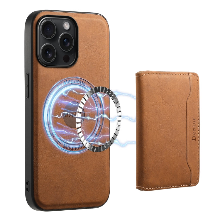 For iPhone 15 Pro Max Denior D13 Retro Texture Leather MagSafe Card Bag Phone Case(Brown) - iPhone 15 Pro Max Cases by Denior | Online Shopping UK | buy2fix