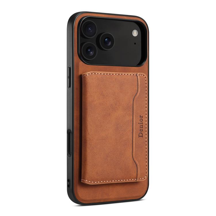 For iPhone 17 Pro Max Denior D13 Retro Texture Leather MagSafe Card Bag Phone Case(Brown) - iPhone 17 Pro Max Cases by Denior | Online Shopping UK | buy2fix