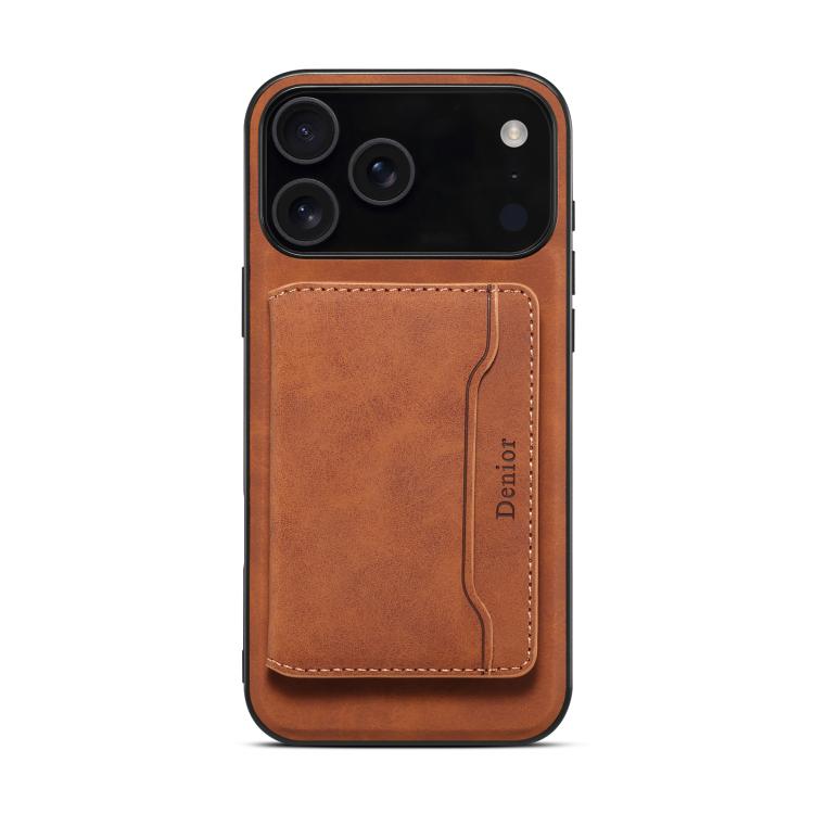 For iPhone 17 Pro Max Denior D13 Retro Texture Leather MagSafe Card Bag Phone Case(Brown) - iPhone 17 Pro Max Cases by Denior | Online Shopping UK | buy2fix