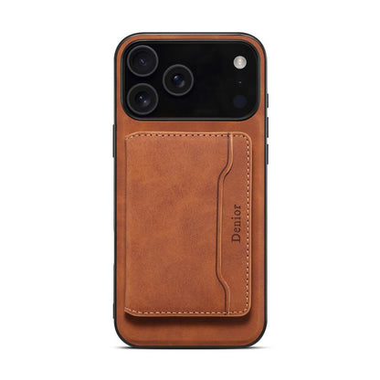 For iPhone 17 Pro Max Denior D13 Retro Texture Leather MagSafe Card Bag Phone Case(Brown) - iPhone 17 Pro Max Cases by Denior | Online Shopping UK | buy2fix