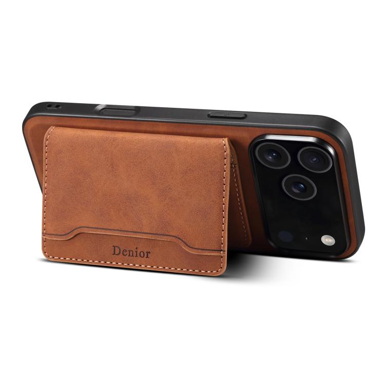 For iPhone 17 Pro Max Denior D13 Retro Texture Leather MagSafe Card Bag Phone Case(Brown) - iPhone 17 Pro Max Cases by Denior | Online Shopping UK | buy2fix