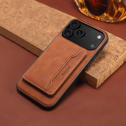 For iPhone 17 Pro Max Denior D13 Retro Texture Leather MagSafe Card Bag Phone Case(Brown) - iPhone 17 Pro Max Cases by Denior | Online Shopping UK | buy2fix