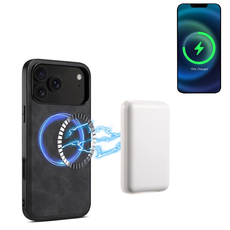 For iPhone 17 Pro Denior D13 Retro Texture Leather MagSafe Card Bag Phone Case(Black) - iPhone 17 Pro Cases by Denior | Online Shopping UK | buy2fix