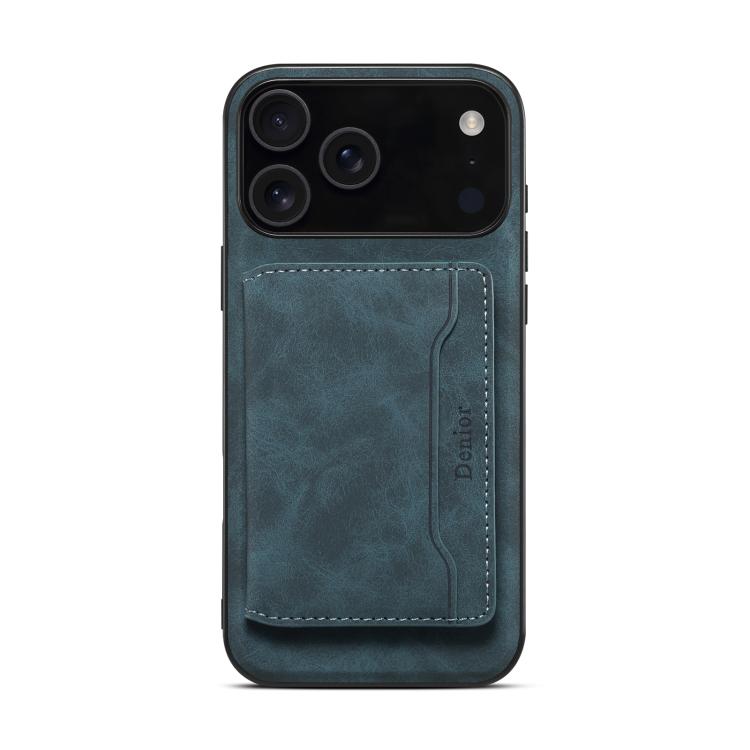 For iPhone 17 Pro Denior D13 Retro Texture Leather MagSafe Card Bag Phone Case(Blue) - iPhone 17 Pro Cases by Denior | Online Shopping UK | buy2fix