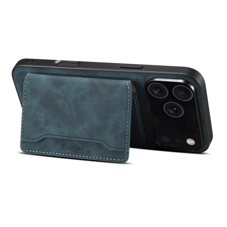 For iPhone 17 Pro Denior D13 Retro Texture Leather MagSafe Card Bag Phone Case(Blue) - iPhone 17 Pro Cases by Denior | Online Shopping UK | buy2fix
