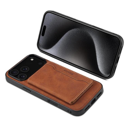 For iPhone 17 Pro Denior D13 Retro Texture Leather MagSafe Card Bag Phone Case(Brown) - iPhone 17 Pro Cases by Denior | Online Shopping UK | buy2fix