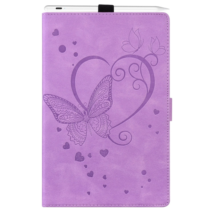 For iPad Pro 13 2024 Love Butterfly Embossed Leather Tablet Case(Purple) - iPad Pro 13 2024 Cases by buy2fix | Online Shopping UK | buy2fix