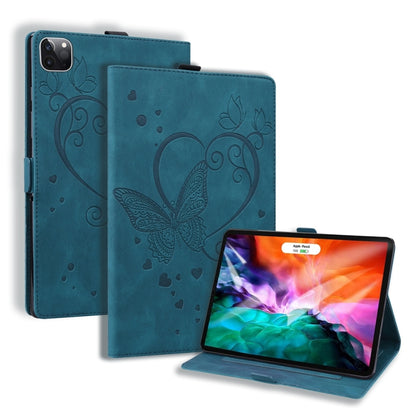 For iPad Pro 11 2024 Love Butterfly Embossed Leather Tablet Case(Blue) - iPad Pro 11 2024 Cases by buy2fix | Online Shopping UK | buy2fix