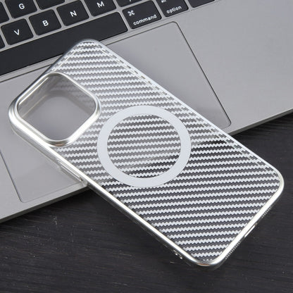 For iPhone 13 Pro Max 6D Plated Carbon Fiber Clear Magsafe PC Phone Case(Starlight Silver) - iPhone 13 Pro Max Cases by buy2fix | Online Shopping UK | buy2fix