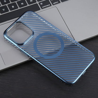 For iPhone 13 6D Plated Carbon Fiber Clear Magsafe PC Phone Case(Dream Blue) by buy2fix