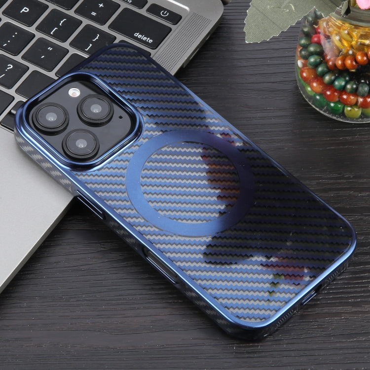 For iPhone 16 Pro Max 6D Plated Carbon Fiber Clear Magsafe PC Phone Case(Dream Blue) - iPhone 16 Pro Max Cases by buy2fix | Online Shopping UK | buy2fix