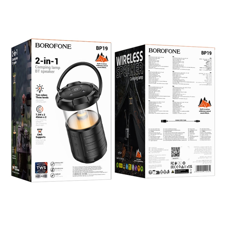 Borofone BP19 Travel Outdoor Bt Speaker With Camping Light(Black) - Desktop Speaker by Borofone | Online Shopping UK | buy2fix