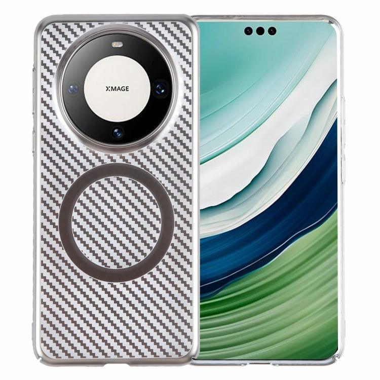 For Huawei Mate 60 6D Plated Carbon Fiber Clear Magsafe PC Phone Case(Titanium Grey) by buy2fix