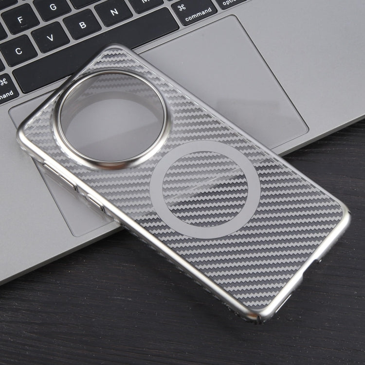 For Huawei Mate 60 6D Plated Carbon Fiber Clear Magsafe PC Phone Case(Titanium Grey) by buy2fix
