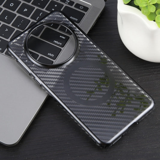 For Huawei Mate 60 6D Plated Carbon Fiber Clear Magsafe PC Phone Case(Starry Black) by buy2fix