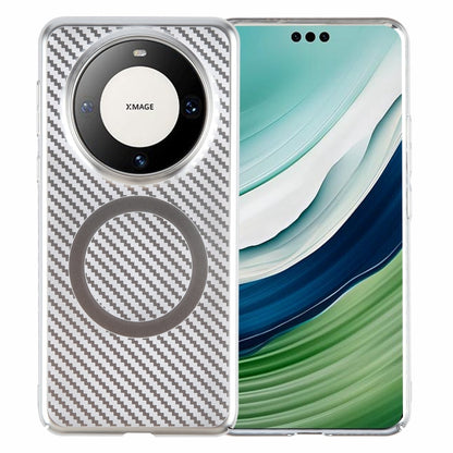 For Huawei Mate 60 Pro /60 Pro+ 6D Plated Carbon Fiber Clear Magsafe PC Phone Case(Starlight Silver) by buy2fix