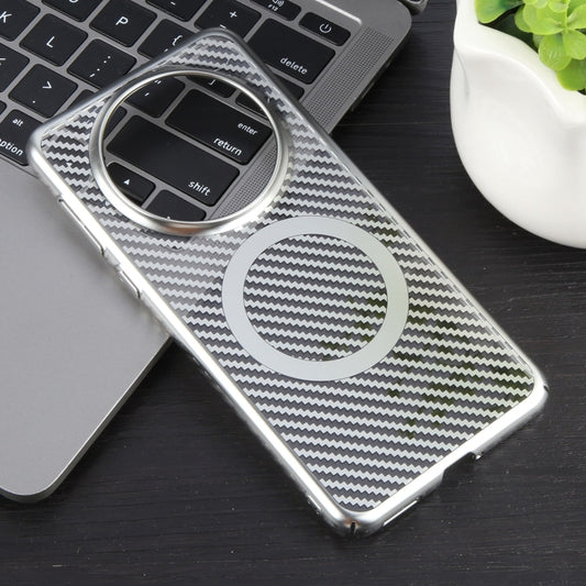 For Huawei Mate 60 Pro /60 Pro+ 6D Plated Carbon Fiber Clear Magsafe PC Phone Case(Starlight Silver) by buy2fix