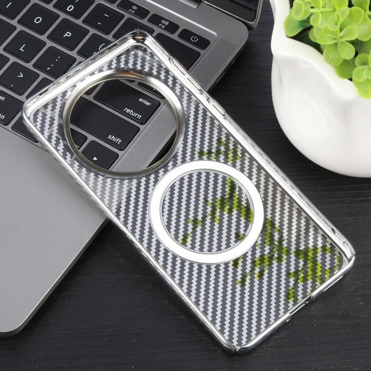 For Huawei Mate 60 Pro /60 Pro+ 6D Plated Carbon Fiber Clear Magsafe PC Phone Case(Starlight Silver) by buy2fix