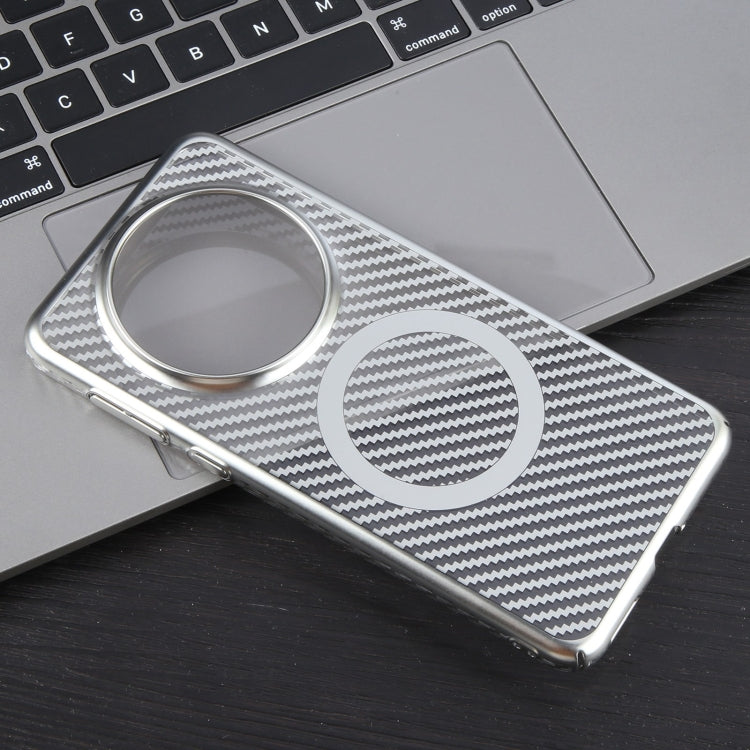 For Huawei Mate 60 Pro /60 Pro+ 6D Plated Carbon Fiber Clear Magsafe PC Phone Case(Starlight Silver) by buy2fix
