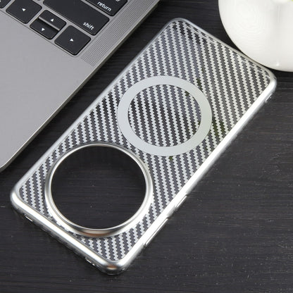 For Huawei Mate 60 Pro /60 Pro+ 6D Plated Carbon Fiber Clear Magsafe PC Phone Case(Starlight Silver) by buy2fix