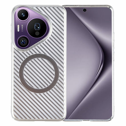 For Huawei Pura 70 Pro /70 Pro+ 6D Plated Carbon Fiber Clear Magsafe PC Phone Case(Starlight Silver) by buy2fix