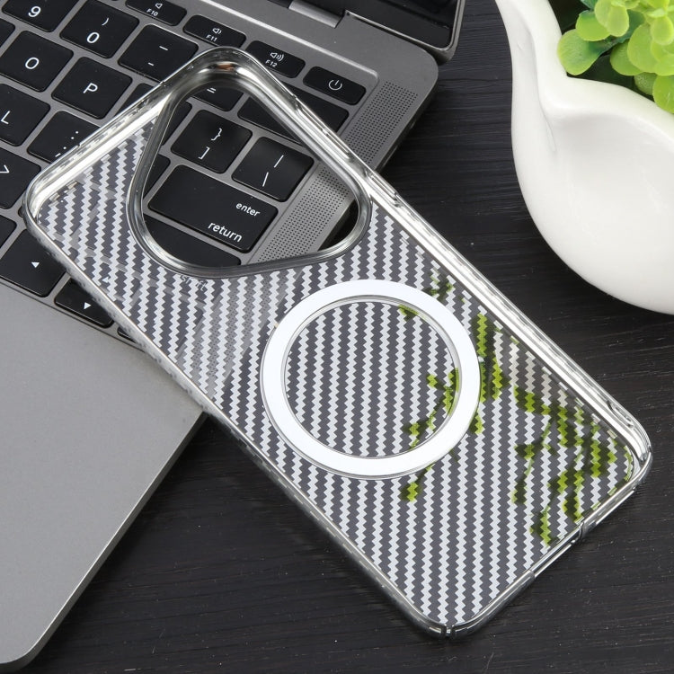 For Huawei Pura 70 Pro /70 Pro+ 6D Plated Carbon Fiber Clear Magsafe PC Phone Case(Starlight Silver) by buy2fix