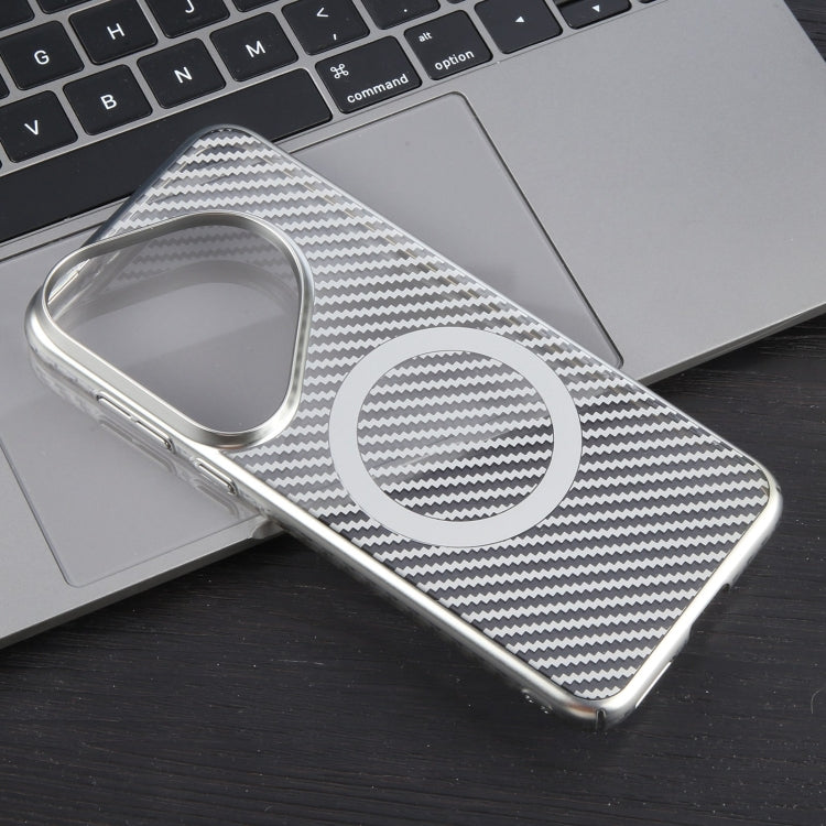 For Huawei Pura 70 Pro /70 Pro+ 6D Plated Carbon Fiber Clear Magsafe PC Phone Case(Starlight Silver) by buy2fix