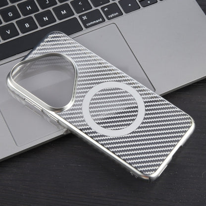 For Huawei Pura 70 Pro /70 Pro+ 6D Plated Carbon Fiber Clear Magsafe PC Phone Case(Starlight Silver) by buy2fix