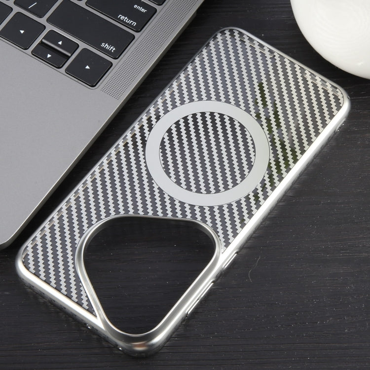 For Huawei Pura 70 Pro /70 Pro+ 6D Plated Carbon Fiber Clear Magsafe PC Phone Case(Starlight Silver) by buy2fix