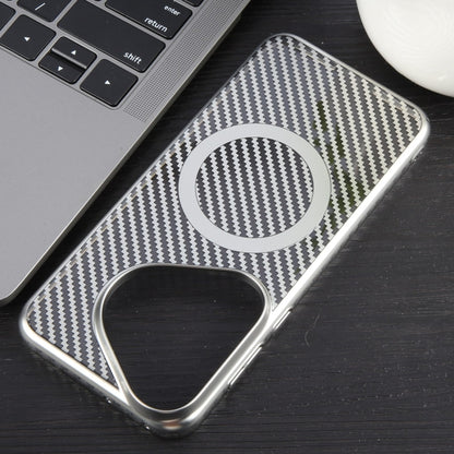 For Huawei Pura 70 Pro /70 Pro+ 6D Plated Carbon Fiber Clear Magsafe PC Phone Case(Starlight Silver) by buy2fix