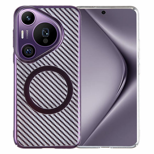 For Huawei Pura 70 Pro /70 Pro+ 6D Plated Carbon Fiber Clear Magsafe PC Phone Case(Aurora Purple) by buy2fix