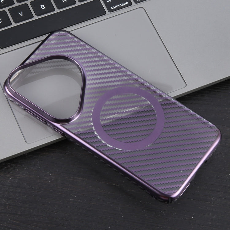 For Huawei Pura 70 Pro /70 Pro+ 6D Plated Carbon Fiber Clear Magsafe PC Phone Case(Aurora Purple) by buy2fix