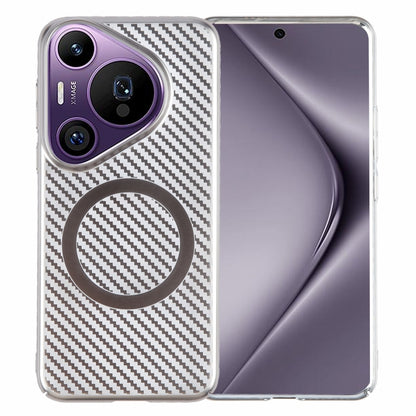 For Huawei Pura 70 Pro /70 Pro+ 6D Plated Carbon Fiber Clear Magsafe PC Phone Case(Titanium Grey) by buy2fix