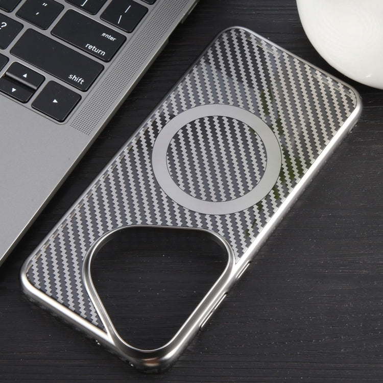For Huawei Pura 70 Pro /70 Pro+ 6D Plated Carbon Fiber Clear Magsafe PC Phone Case(Titanium Grey) by buy2fix