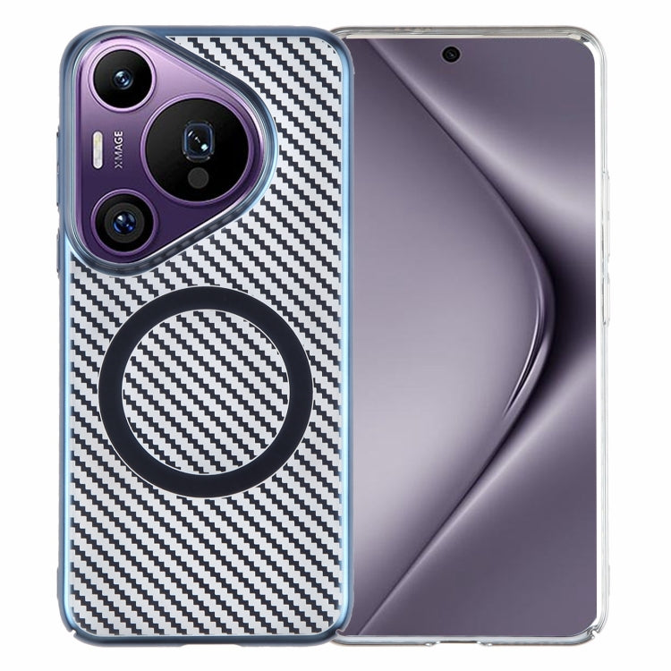 For Huawei Pura 70 Pro /70 Pro+ 6D Plated Carbon Fiber Clear Magsafe PC Phone Case(Dream Blue) by buy2fix