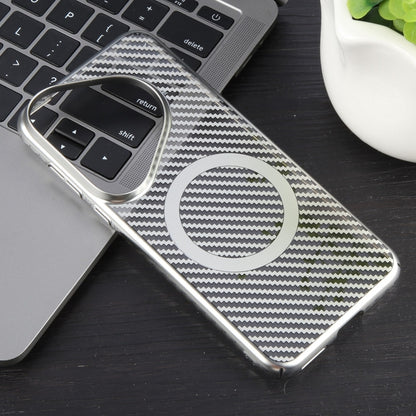 For Huawei Pura 70 6D Plated Carbon Fiber Clear Magsafe PC Phone Case(Starlight Silver) by buy2fix