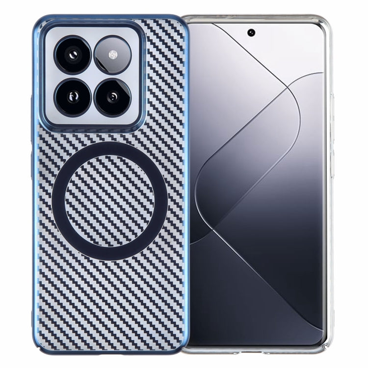 For Xiaomi 14 Pro 6D Plated Carbon Fiber Clear Magsafe PC Phone Case(Dream Blue) - 14 Pro Cases by buy2fix | Online Shopping UK | buy2fix