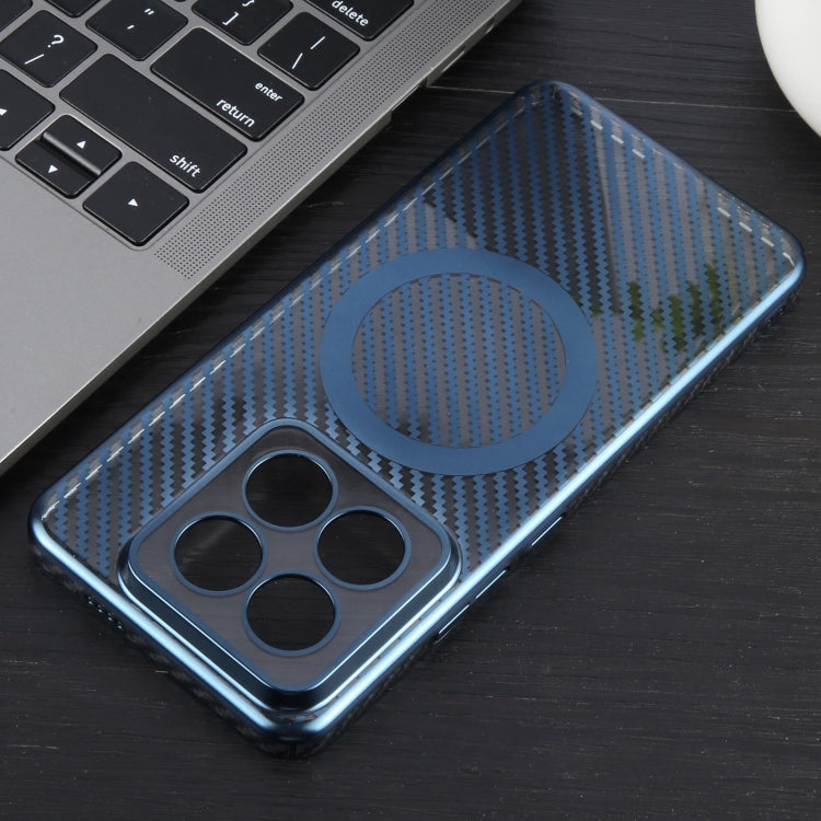 For Xiaomi 14 Pro 6D Plated Carbon Fiber Clear Magsafe PC Phone Case(Dream Blue) - 14 Pro Cases by buy2fix | Online Shopping UK | buy2fix