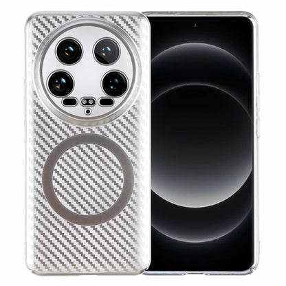 For Xiaomi 14 Ultra 6D Plated Carbon Fiber Clear Magsafe PC Phone Case(Starlight Silver) - 14 Ultra Cases by buy2fix | Online Shopping UK | buy2fix