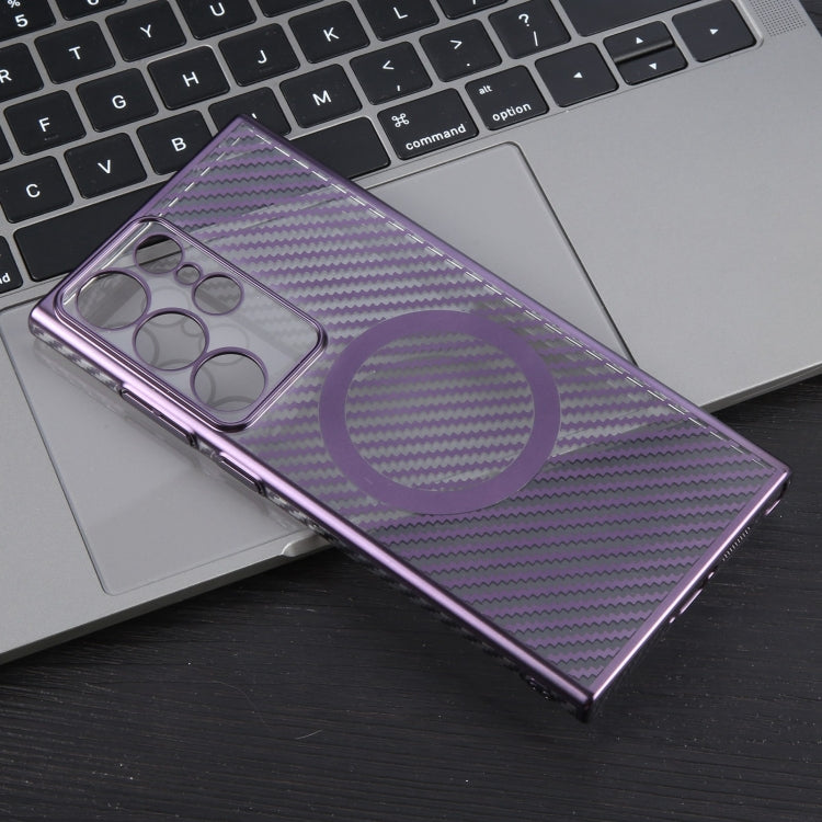 For Samsung Galaxy S24 Ultra 5G 6D Plated Carbon Fiber Clear Magsafe PC Phone Case(Aurora Purple) - Galaxy S24 Ultra 5G Cases by buy2fix | Online Shopping UK | buy2fix