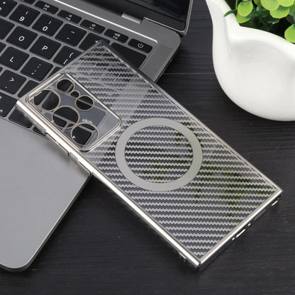 For Samsung Galaxy S23 Ultra 5G 6D Plated Carbon Fiber Clear Magsafe PC Phone Case(Titanium Grey) - Galaxy S23 Ultra 5G Cases by buy2fix | Online Shopping UK | buy2fix