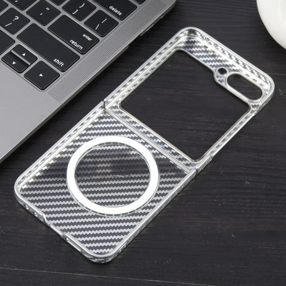 For Samsung Galaxy Z Flip6 6D Plated Carbon Fiber Clear Magsafe PC Phone Case(Starlight Silver) - Galaxy Z Flip6 5G Cases by buy2fix | Online Shopping UK | buy2fix