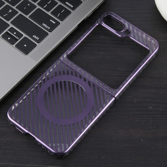 For Samsung Galaxy Z Flip6 / Flip7 FE 6D Plated Carbon Fiber Clear Magsafe PC Phone Case(Aurora Purple) by buy2fix