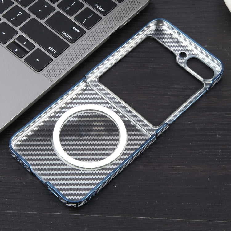 For Samsung Galaxy Z Flip6 6D Plated Carbon Fiber Clear Magsafe PC Phone Case(Dream Blue) - Galaxy Z Flip6 5G Cases by buy2fix | Online Shopping UK | buy2fix